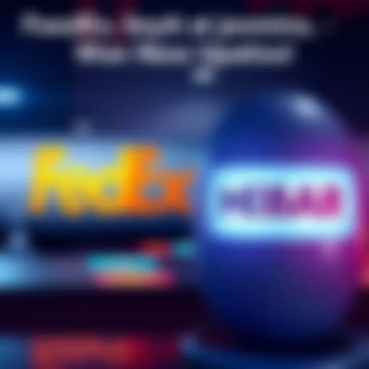 FedEx logo alongside HBAR logo, symbolizing their new partnership in logistics and digital assets.