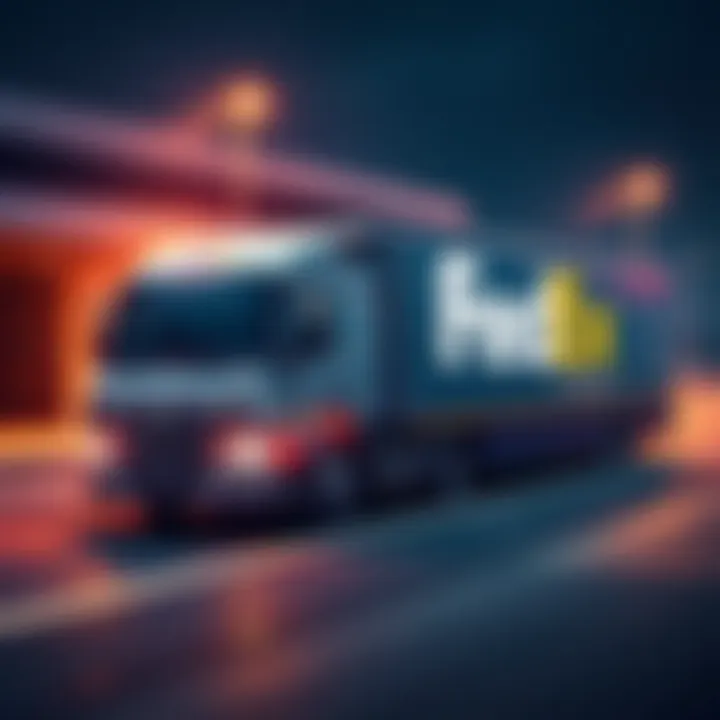 FedEx truck and Hedera logo symbolizing their collaboration for secure data sharing