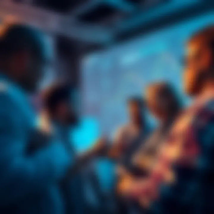 A group of people discussing the Fidelity Bitcoin ETF investment options and comparing it to direct Bitcoin purchases.