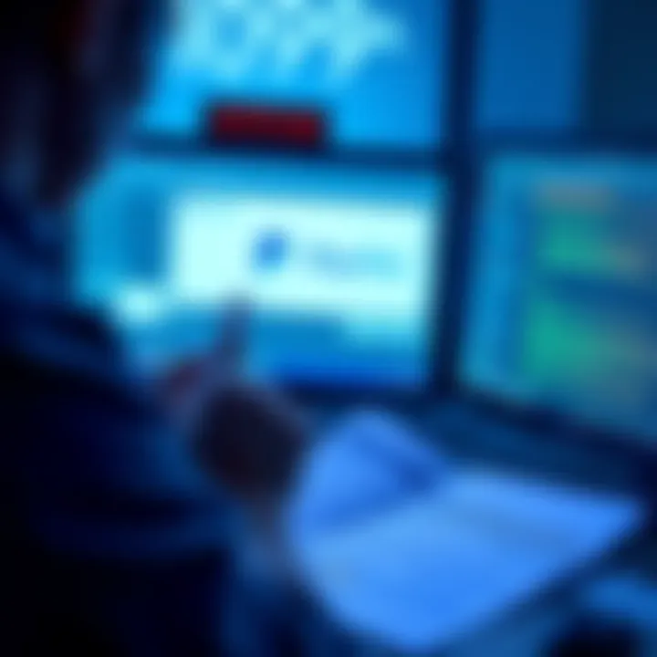 A person looking at tax forms and a computer screen showing delayed 1099-DA notifications from PayPal and Coinbase.