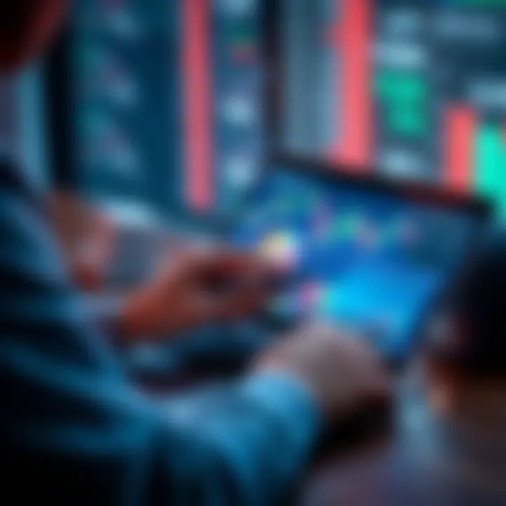A person analyzing stock charts on a laptop with financial data displayed, considering profit-taking options.
