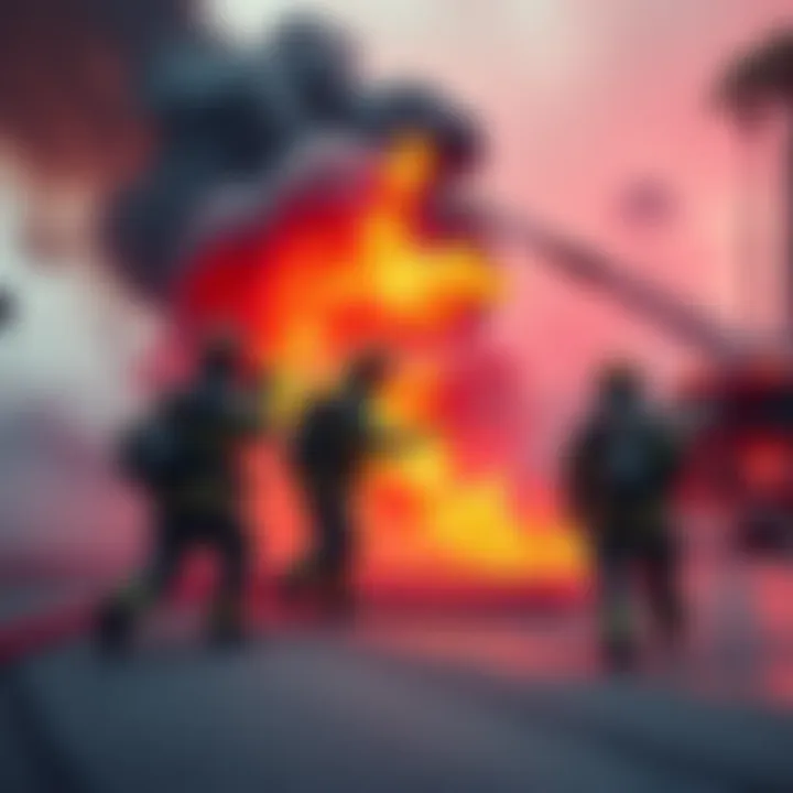 Firefighters respond to a large fire in North Hollywood, with smoke and flames visible