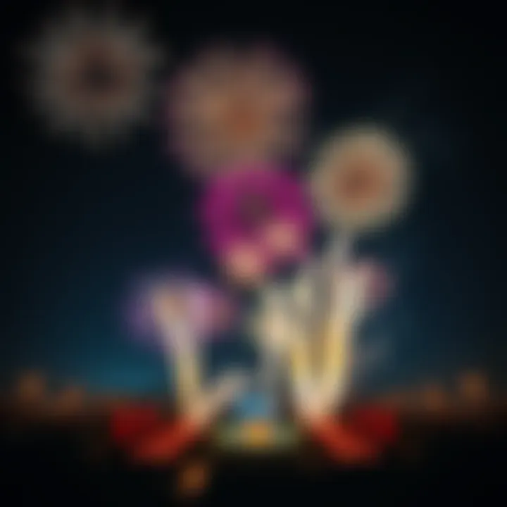 Fireworks Lighting Up the Night Sky A vibrant display of fireworks bursting in various colors against a dark sky, capturing the excitement of a community celebration.