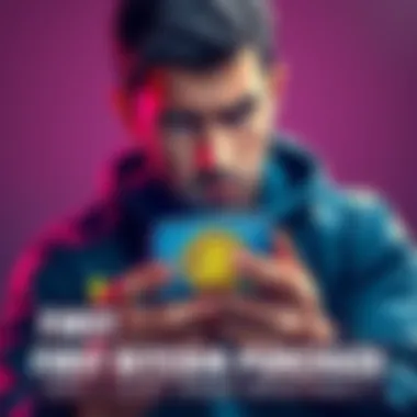 A person looking worried while checking their Bitcoin investment on a smartphone, showing a loss on the screen.