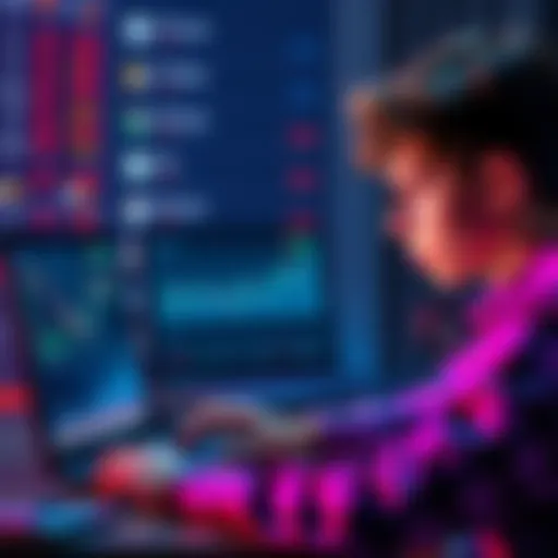 A young person looking at cryptocurrency charts on a laptop while reviewing their first investment decisions