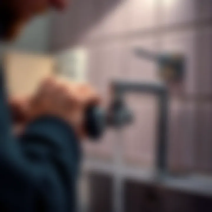 A person using a wrench to fix a leaky faucet at home
