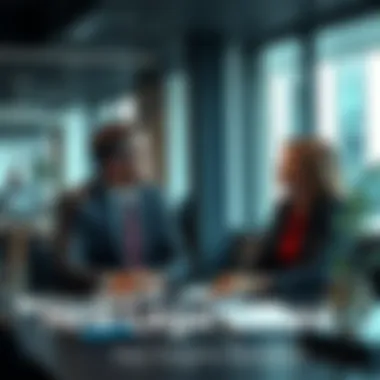 A professional setting with the new Chief Legal Officer of Flexa discussing legal strategies