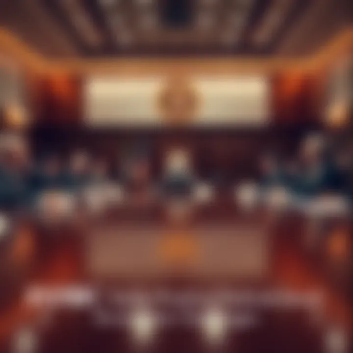 Federal Open Market Committee members discussing positive economic updates in a boardroom setting