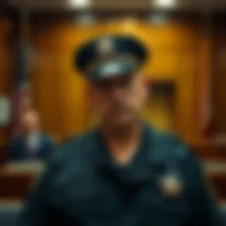 A former Los Angeles sheriff's deputy standing in a courtroom during a guilty plea for extortion related to cryptocurrency.