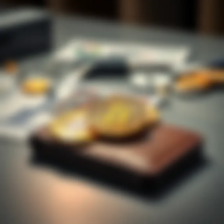 A wallet containing Bitcoin is shown on a table, illustrating the recent find