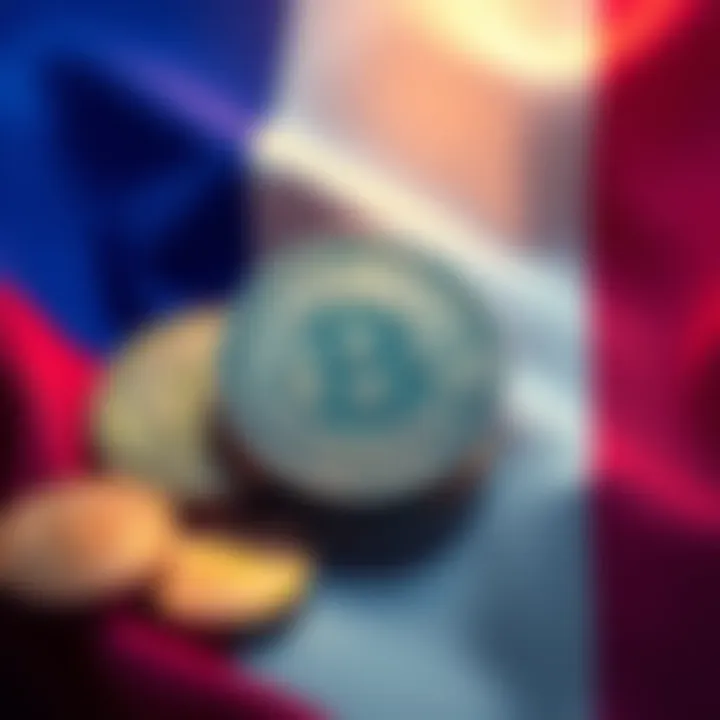 French flag with cryptocurrency coins overlay, symbolizing the new tax on crypto gains