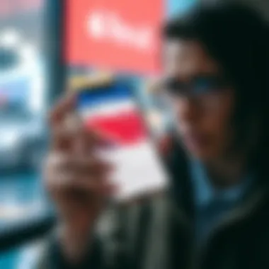 A person holding a smartphone showing suspicious charges on a Revolut card tied to Apple Pay, with a worried expression.