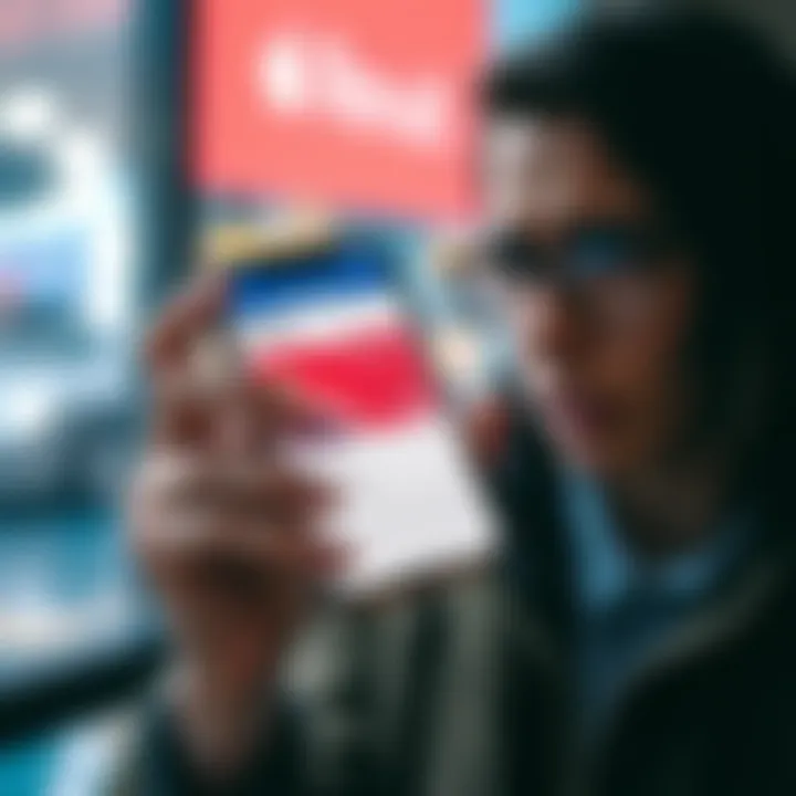 A person holding a smartphone showing suspicious charges on a Revolut card tied to Apple Pay, with a worried expression.