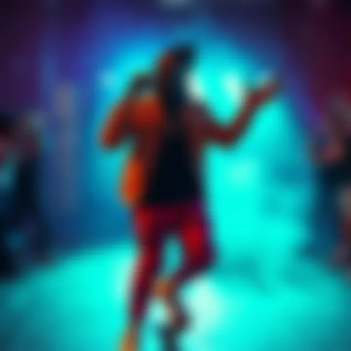 Freak Nasty Performing Da Dip Freak Nasty dancing energetically while performing his hit song 'Da Dip' with a lively crowd in the background