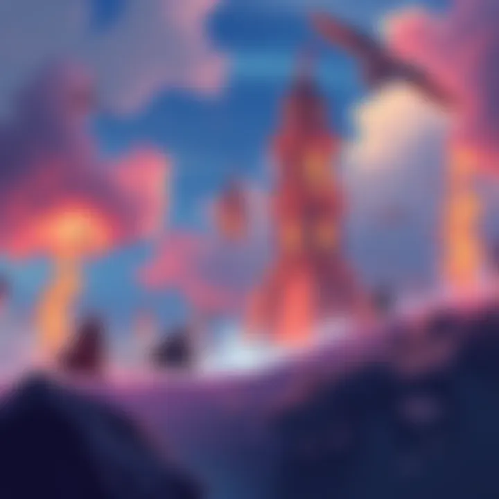 An illustration showing free-to-play players struggling to reach landmarks while others with bidtokens advance easily, depicting the gap between paying and non-paying players.