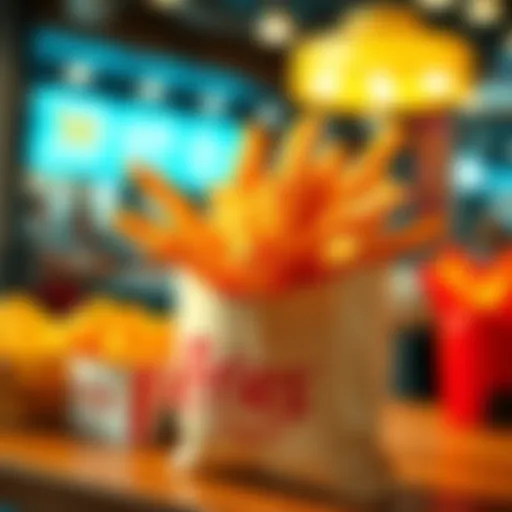 Crispy fries served in a paper bag at a fast food restaurant
