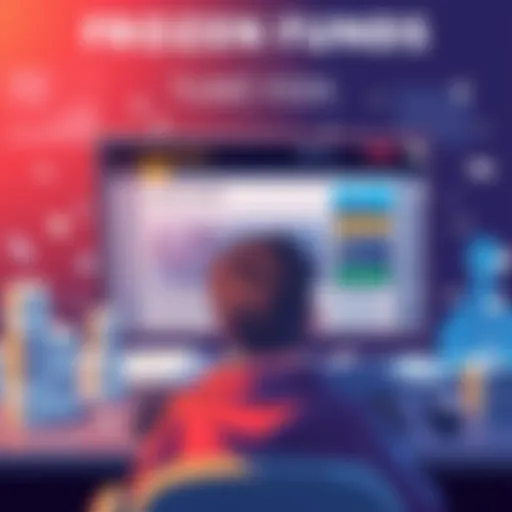 A frustrated person sitting in front of a computer, showing a Binance page with frozen funds and no customer support response.
