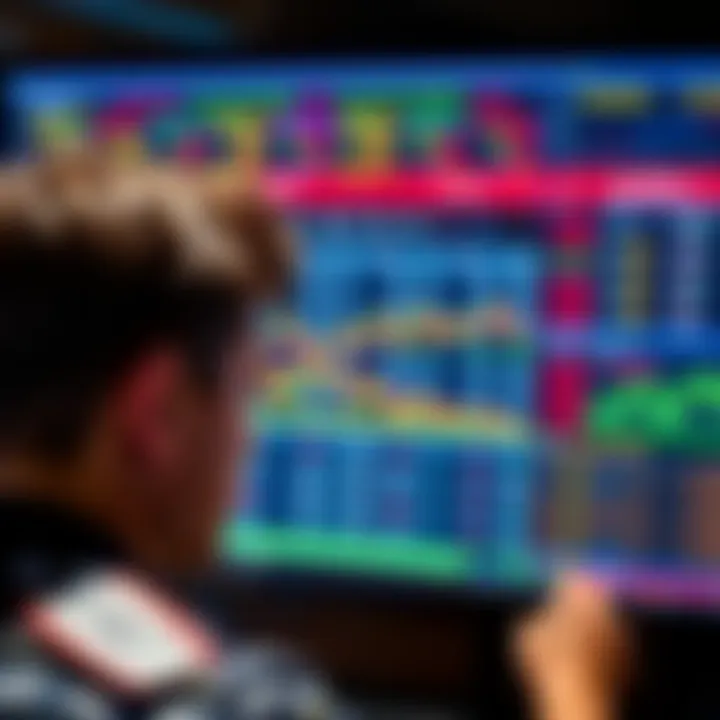 A confused person looking at a complicated cryptocurrency exchange interface with charts and tabs, depicting the challenges for new investors.