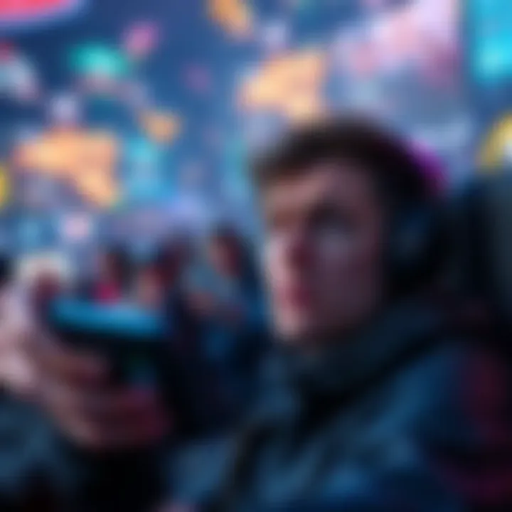 A gamer looking upset while playing a game filled with unskippable ads on the screen