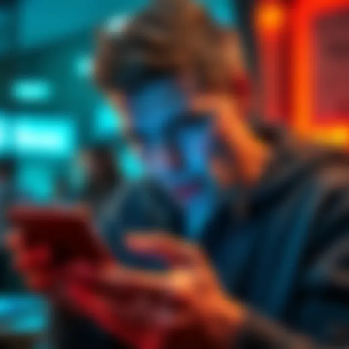 A person looks frustrated while using a banking app on their phone, showing signs of annoyance and impatience.