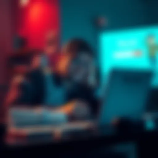 A frustrated business owner sitting at a desk, looking at a blocked Revolut account on a laptop screen, showing financial concerns and legal action plans.