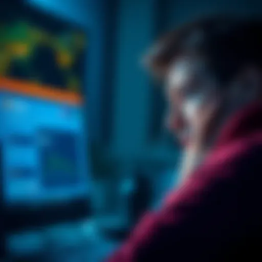 A person looking worried while staring at their computer screen, showing a Coinbase account with a stuck USDT transaction.