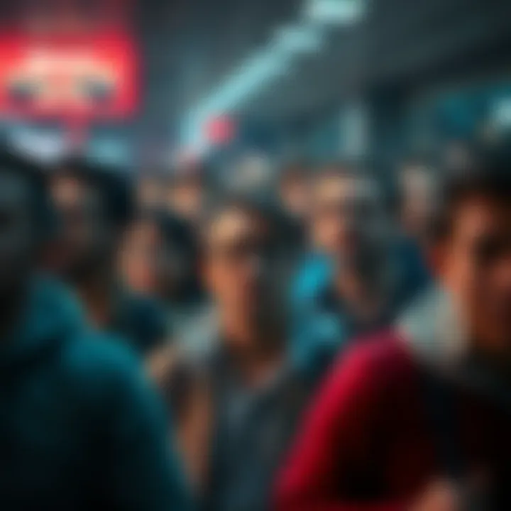 A diverse group of people looking annoyed and frustrated in a public space, representing growing social tensions.