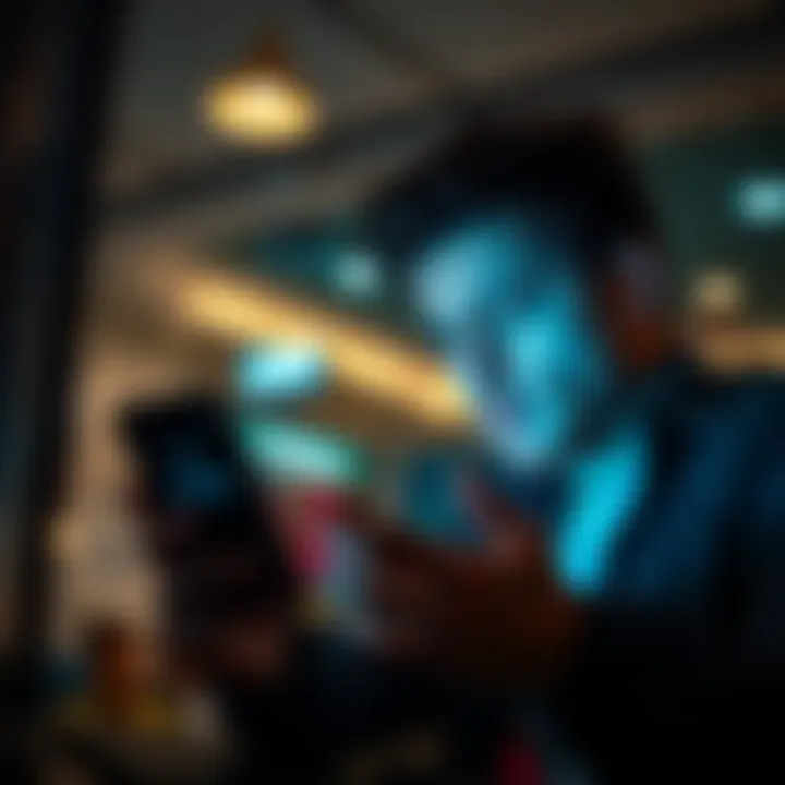 A concerned person looking at a smartphone showing a closed account notification, symbolizing frustration with missing funds.