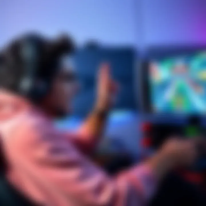 A gamer showing frustration while playing a challenging racer game on a console, with colorful graphics on the screen.