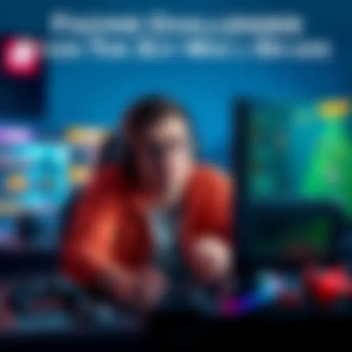A frustrated gamer sitting in front of a computer screen, waiting for the next mini game update, surrounded by gaming accessories.