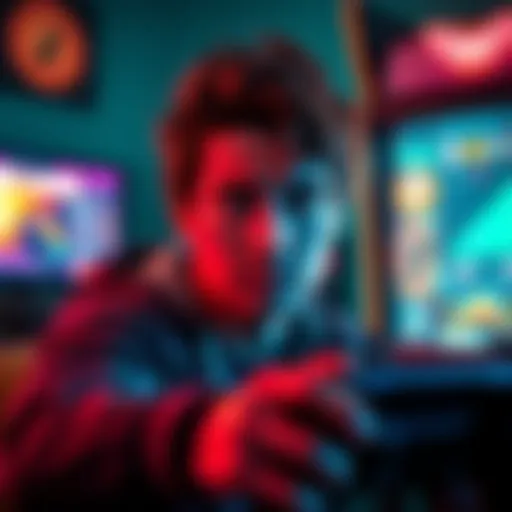 A gamer looking at a screen with a disappointed expression, surrounded by gaming equipment, reflecting frustration over missing rewards from the Arcade Boost event.