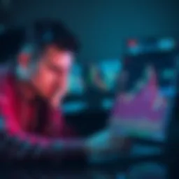 An investor looking stressed while analyzing declining Bitcoin and Ethereum charts on a laptop screen