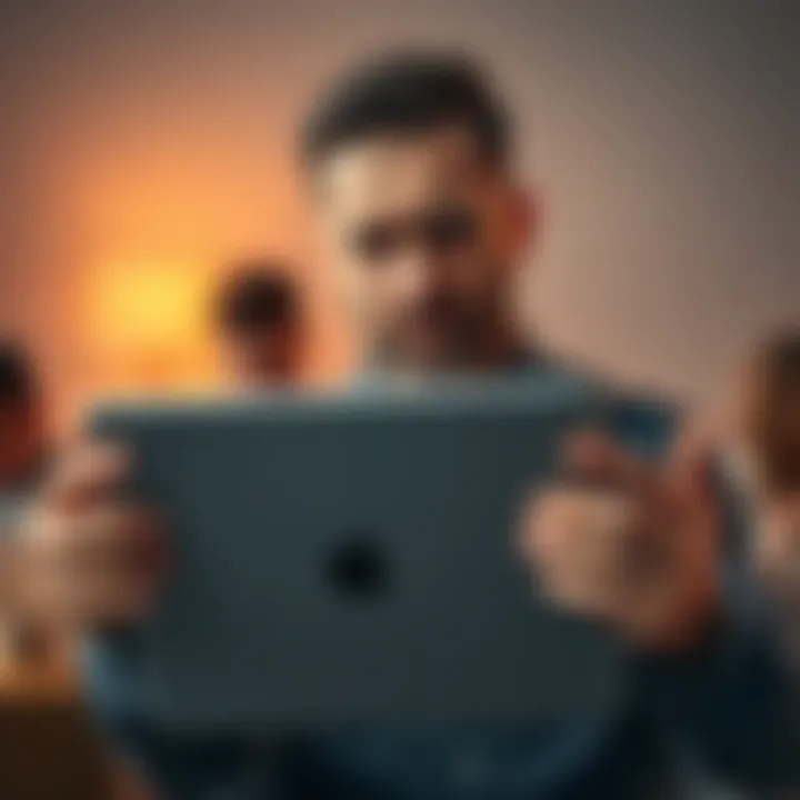 Frustrated man holding an iPad with a worried expression after a failed sale