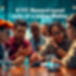 A group of people expressing frustration over low KYC rewards during a meeting