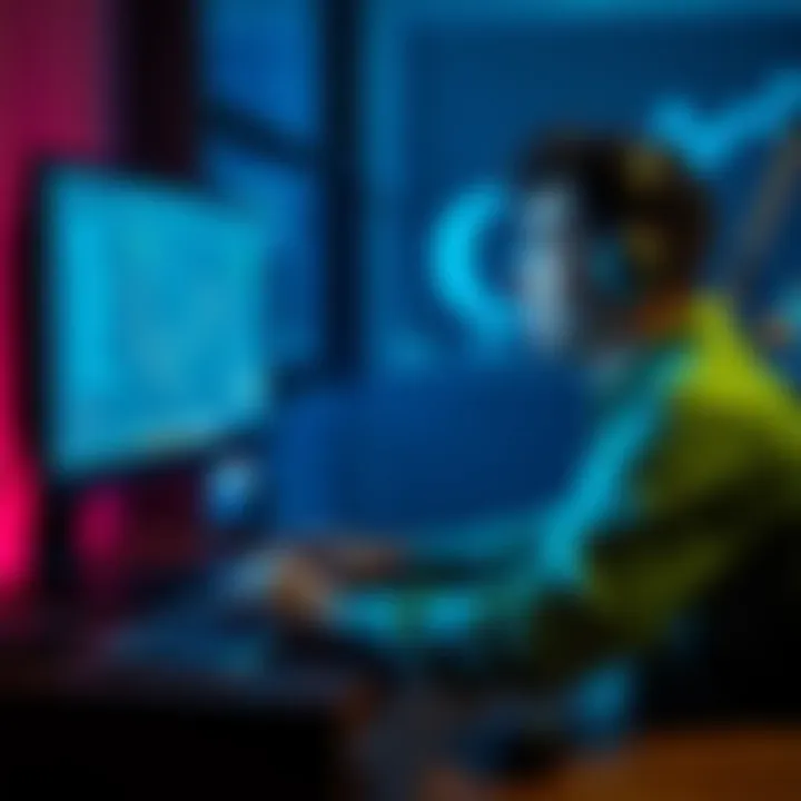 A frustrated person sitting at a computer, looking at their screen in disappointment, waiting for a response from Gate.io support.