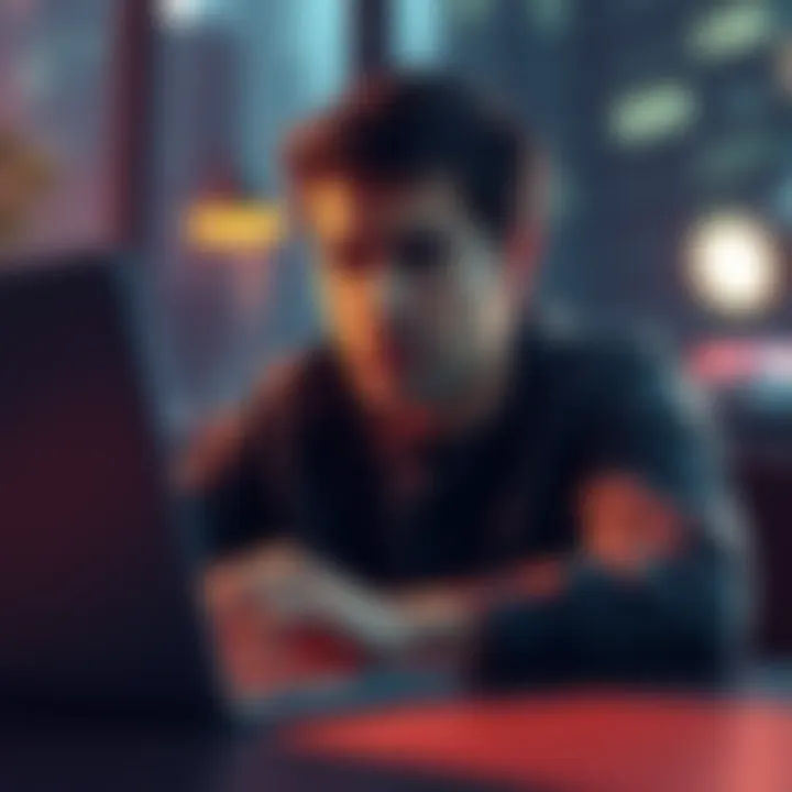 Frustrated person on computer A person looking frustrated while trying to access their old Binance account on a laptop with a concerned expression