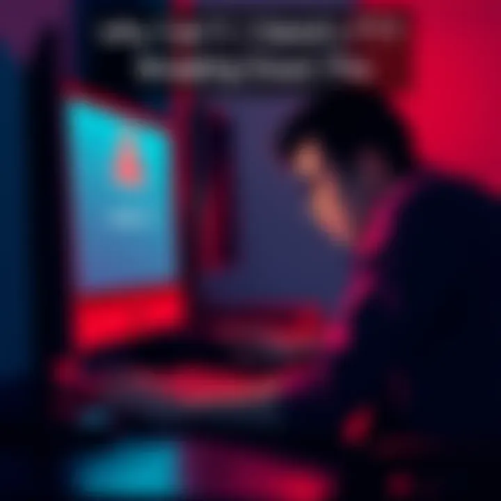 A person sitting at a computer looking stressed while trying to send LTC, showing a screen with an error message.