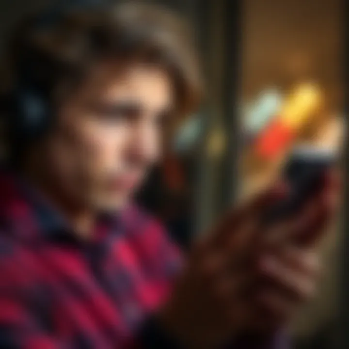 A person showing frustration while looking at a survey on their smartphone, indicating dissatisfaction with name requirements for participation.