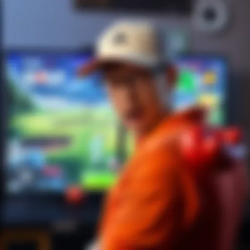 Frustrated player in front of a golf game screen A player showing frustration while playing Atlas Golf on their device due to lag issues