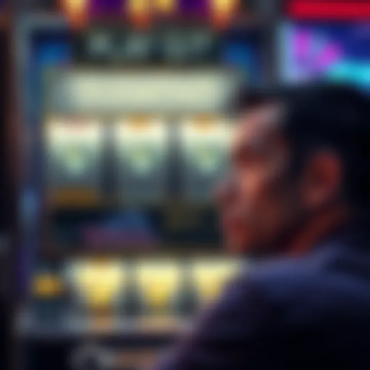 Frustrated player with Diamond spins A player looks disappointed while staring at a slot machine showing six Diamond spins in a row. The mood reflects frustration over not hitting the jackpot.