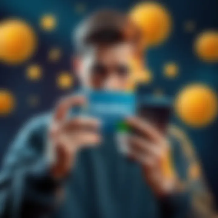 A person looking annoyed while holding a Revolut card and smartphone, surrounded by crypto symbols like Bitcoin, symbolizing issues with crypto deposits.