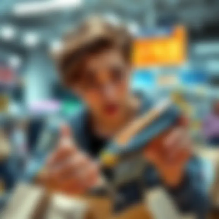 Frustrated shopper looking at a broken item A person holding a broken product with a disappointed expression, showing frustration over a recent purchase