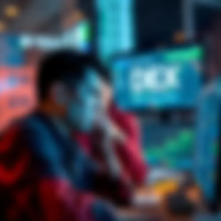 Trader looking at a computer screen with protocol fees displayed, showing frustration over unexpected charges