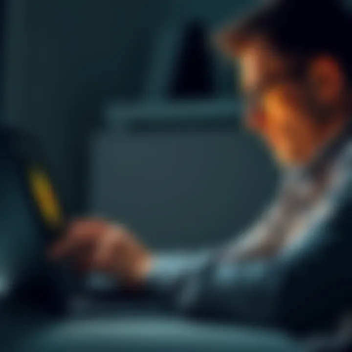 A person looking stressed while checking a cryptocurrency exchange on a laptop, with Monero logo on screen.