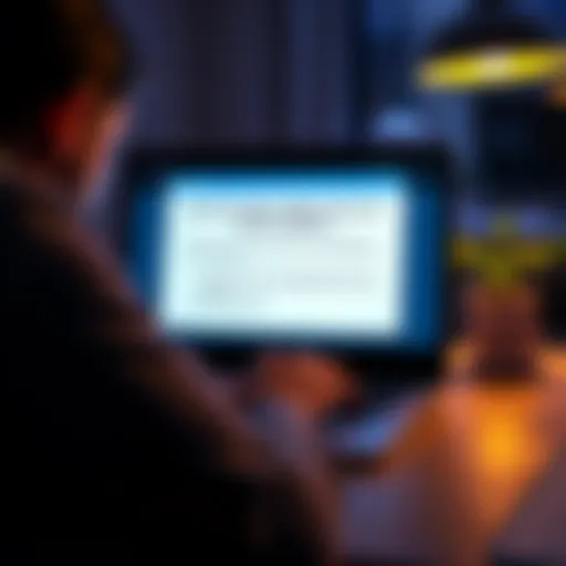 A person looking frustrated at their laptop with a visible account closure notification on the screen