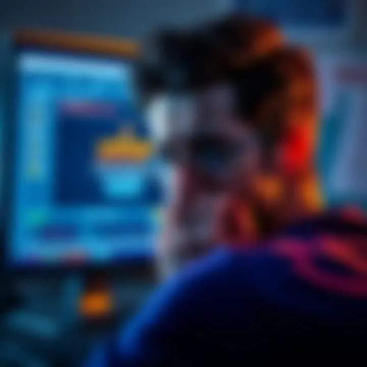 A person looking frustrated at their computer screen, showing a message about account restrictions from a crypto exchange