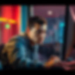 Frustrated user on computer A person looking frustrated at a computer screen, attempting to withdraw funds, showing a worried expression