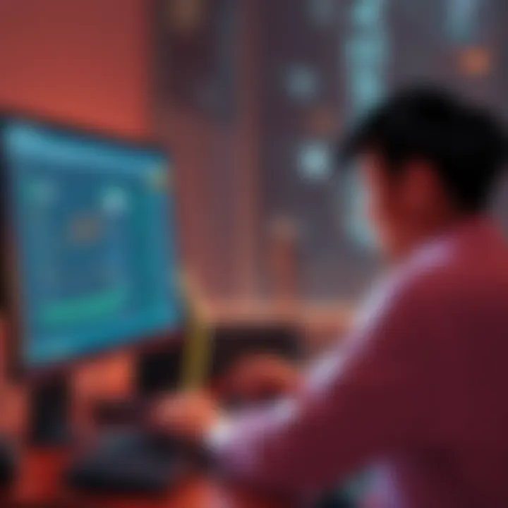 A person sits at a desk, staring at a computer screen with a worried expression, displaying a crypto wallet interface.