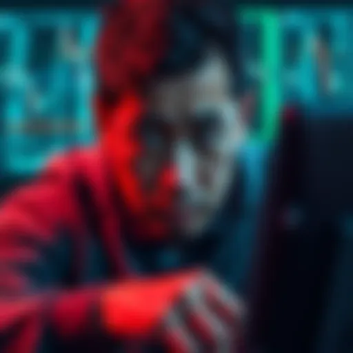 A person looking at a computer screen with a frustrated expression, showing a trading platform with account restrictions, symbolizing the struggles faced by users with Kraken.