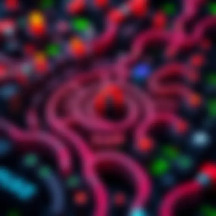 A symbolic representation of confusion surrounding FTX EU accounts and claims process, featuring a maze with financial symbols, emphasizing uncertainty.